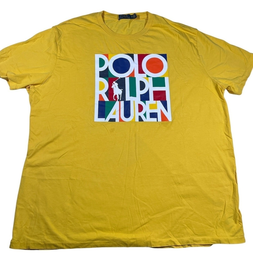 Polo Ralph Lauren Graphic Tee Colorful Logo Crew‎ Neck T-Shirt 2XB New Defect